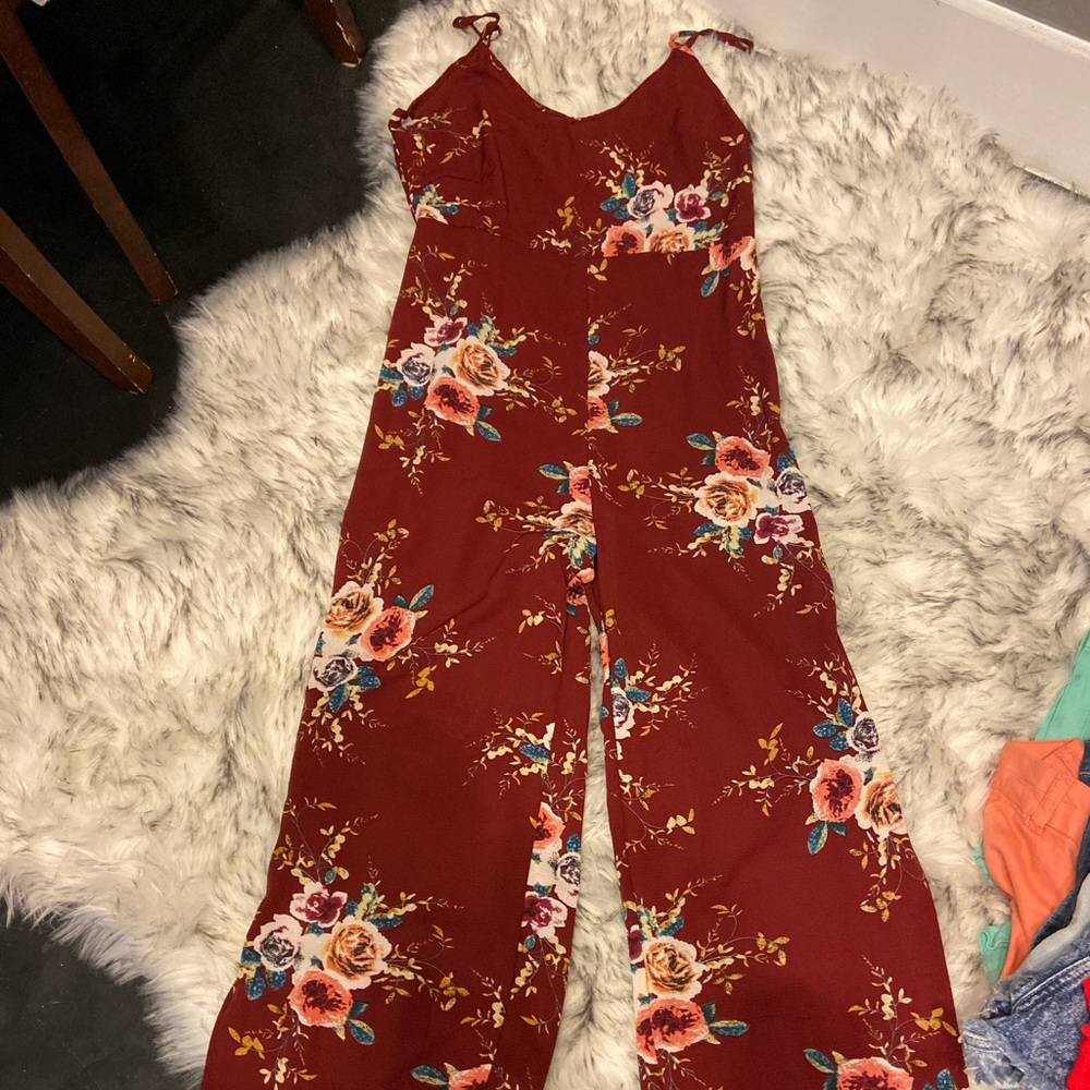 Floral pants jumpsuit with slits (never worn)